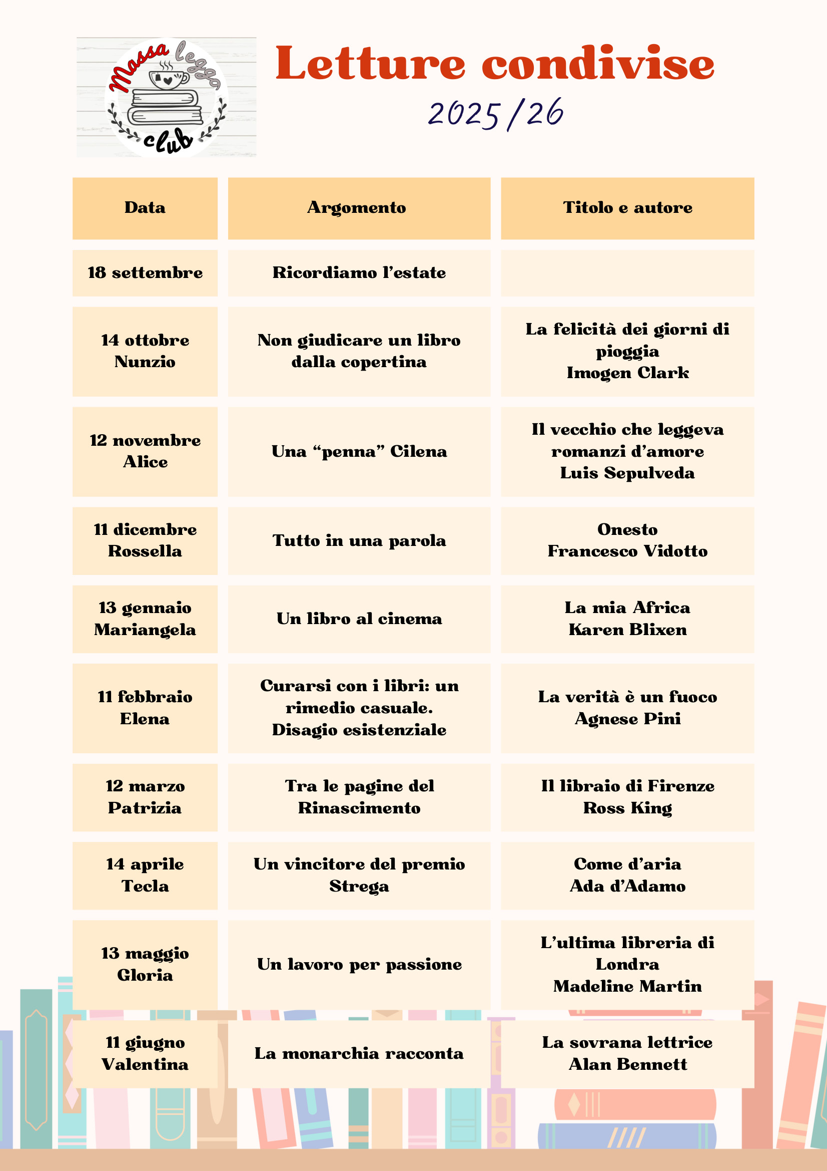 Appuntamenti club del libro